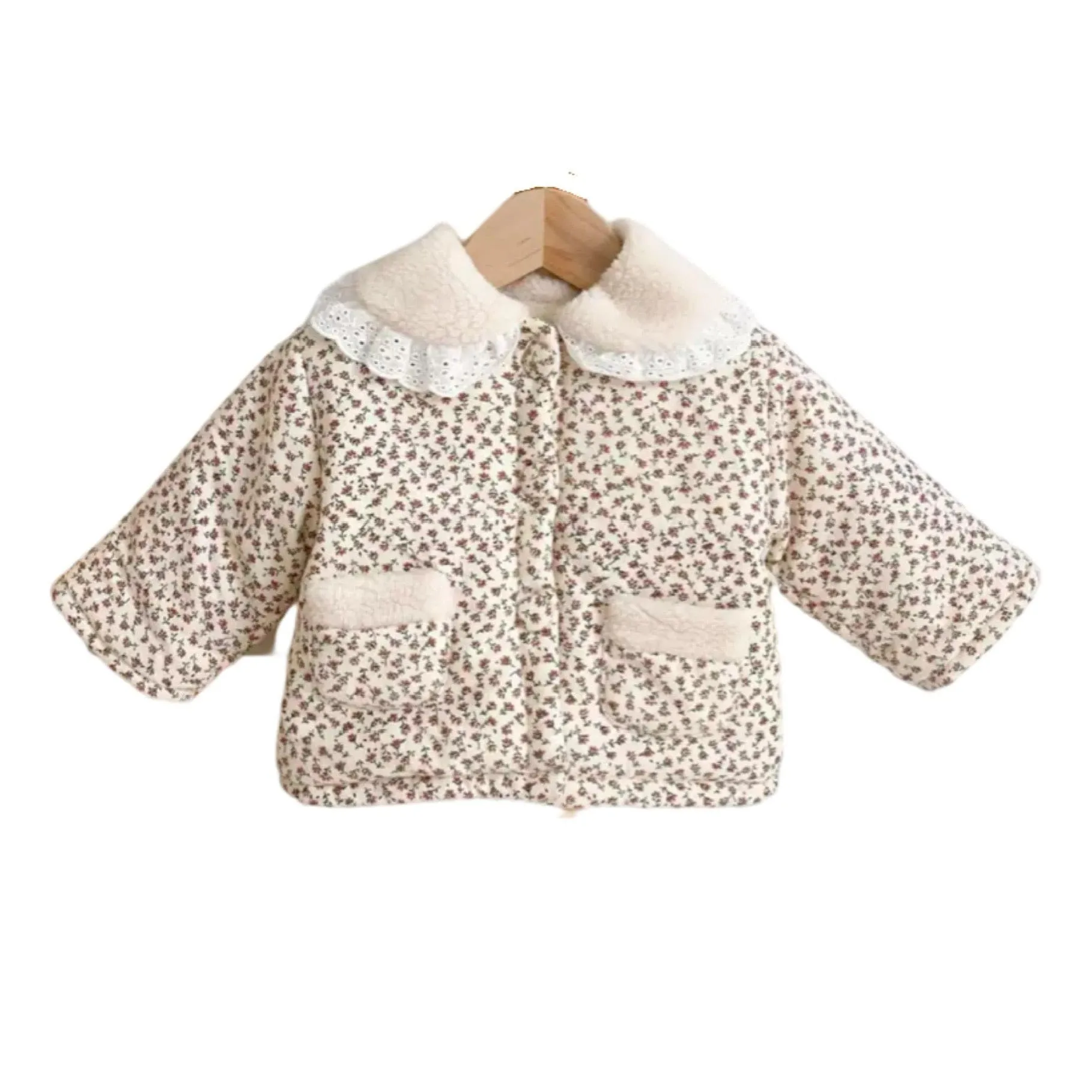 Girls Floral Sherpa Jacket