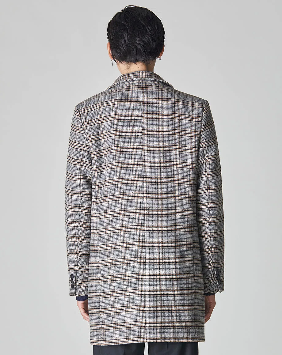 GODIN CHECK MENS OVERCOAT | GREY