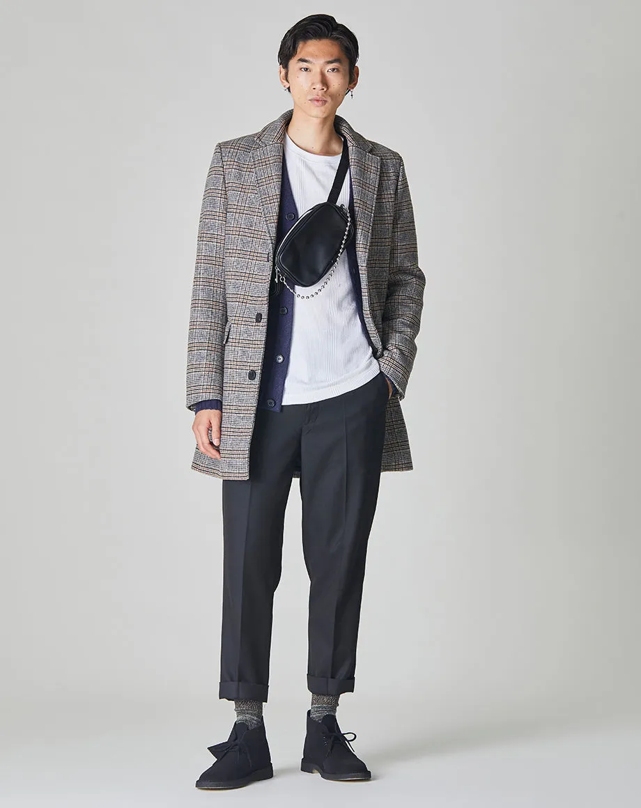 GODIN CHECK MENS OVERCOAT | GREY