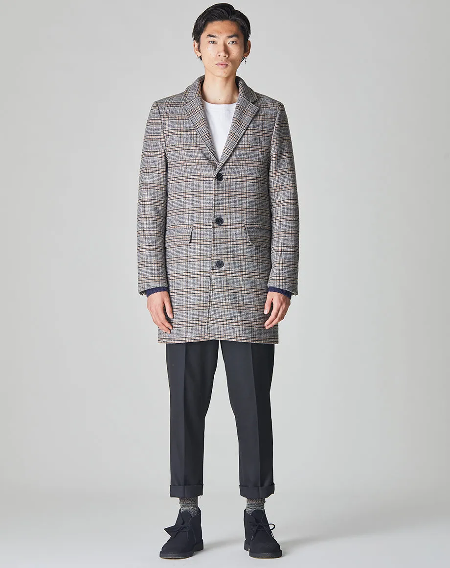 GODIN CHECK MENS OVERCOAT | GREY