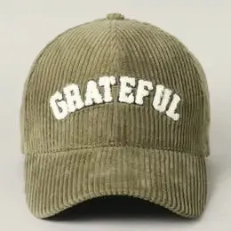 GRATEFUL 3D Embroidered Corduroy Baseball Cap