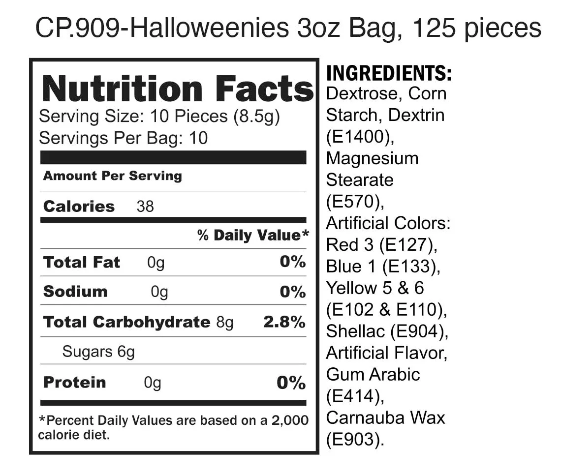 Halloweenies Candy- 3oz Bag