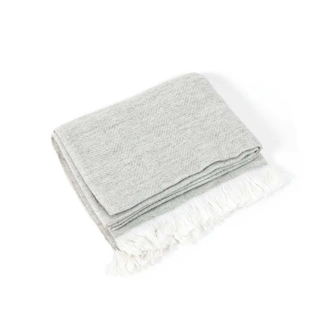 Herringbone Cashmere Throw Blanket / Grey