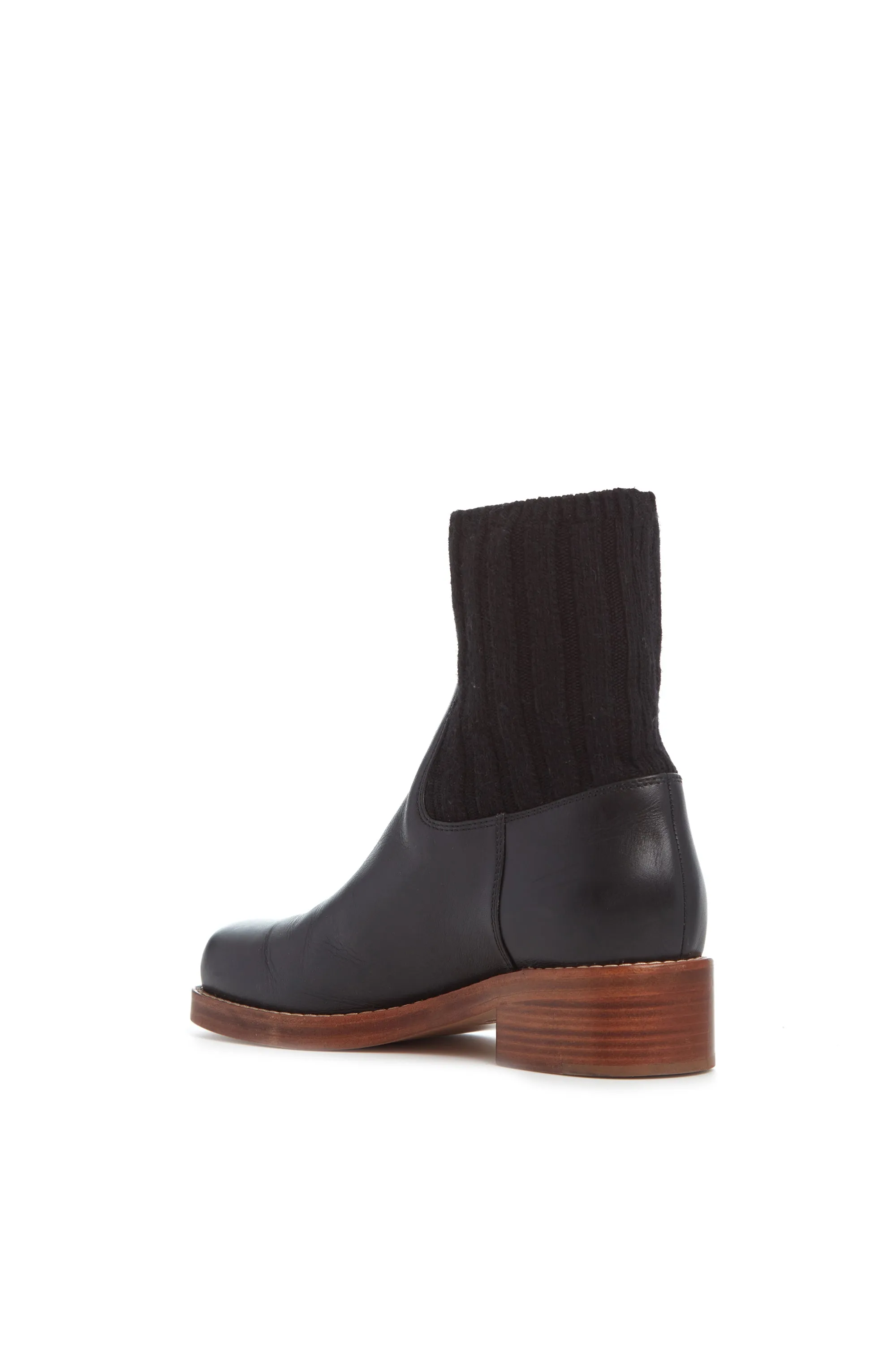 Hobbes Sock Boot in Black Leather & Cashmere