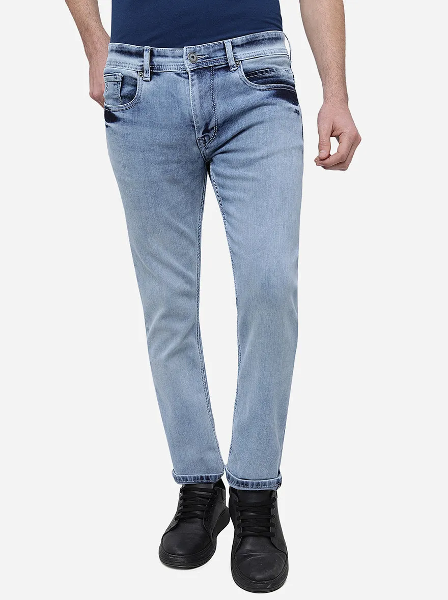 Ice Blue Washed Narrow Fit Jeans | Greenfibre