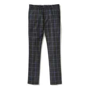 Italian Wool Flannel Dress Pants - Olive Blue Check