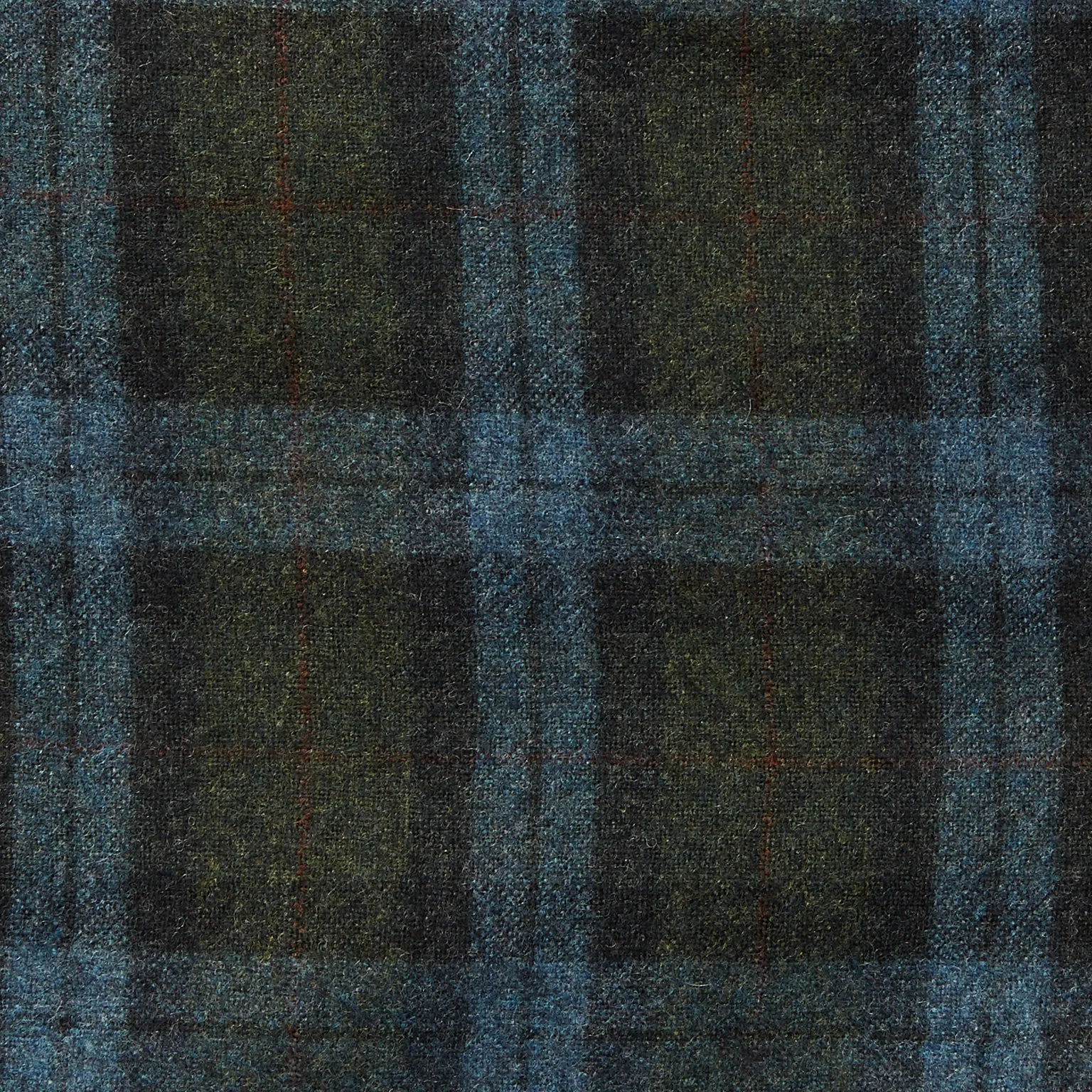 Italian Wool Flannel Dress Pants - Olive Blue Check