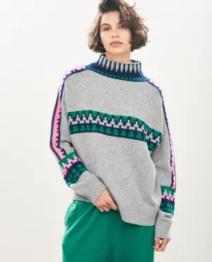 Jumper1234 Fairisle Grey Breton Turtle Knit