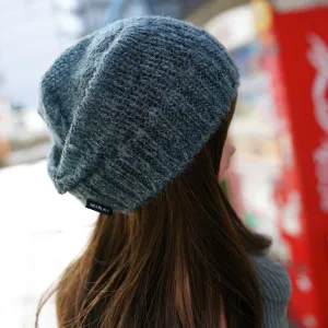 Knit Slouch Beanie (Cyan)