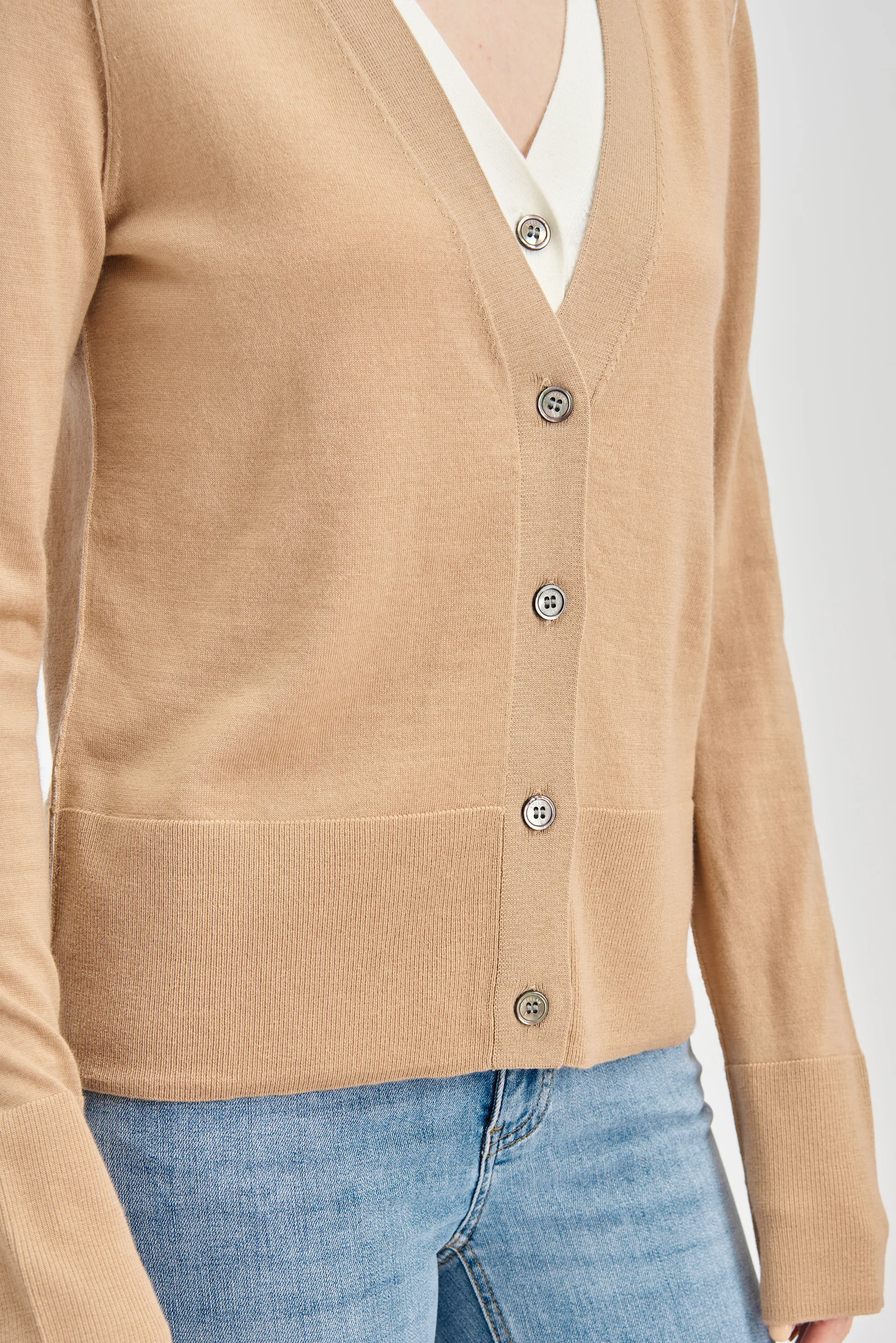 LEMAIRE wool double layer cardigan (Milktea)