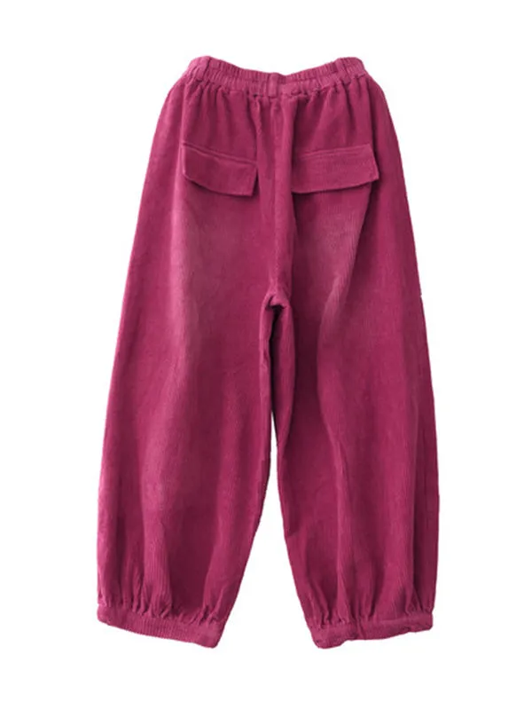 Loose Elasticity Solid Color Casual Flared Pants Bottoms