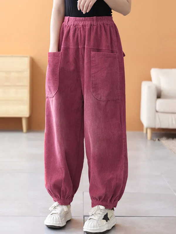 Loose Elasticity Solid Color Casual Flared Pants Bottoms