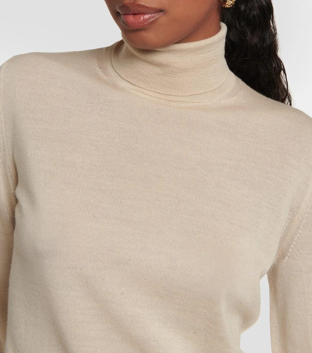 Max Mara natural wool lecco turtleneck, beige