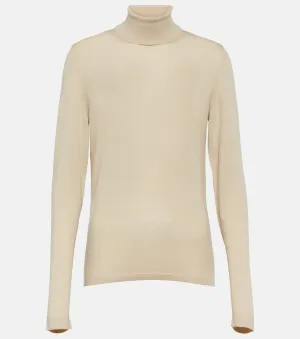 Max Mara natural wool lecco turtleneck, beige