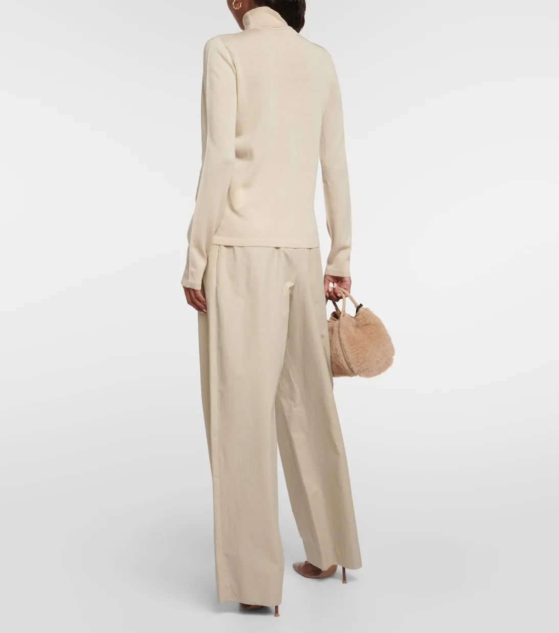 Max Mara natural wool lecco turtleneck, beige