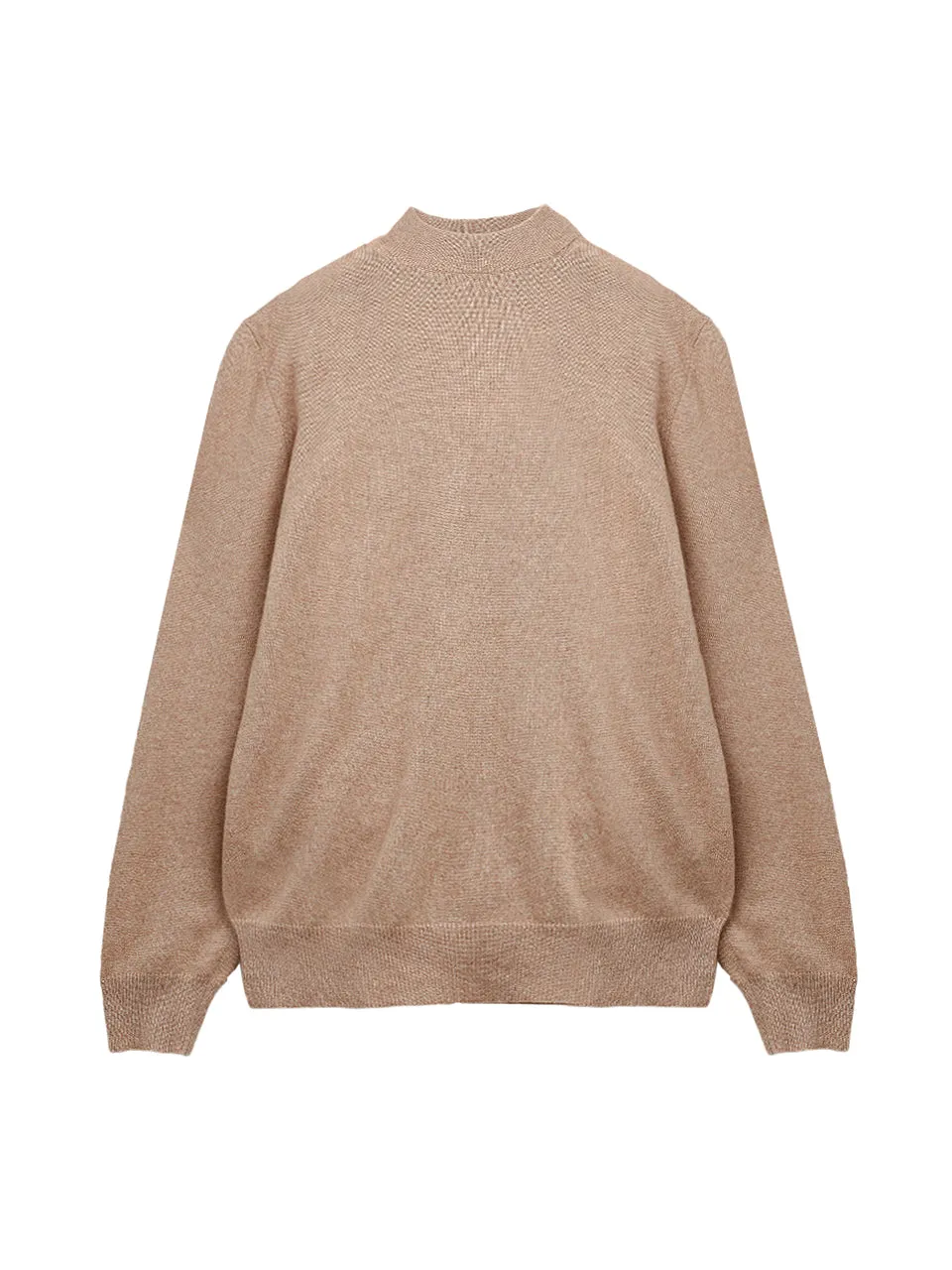 Men Mockneck Sweater_Camel