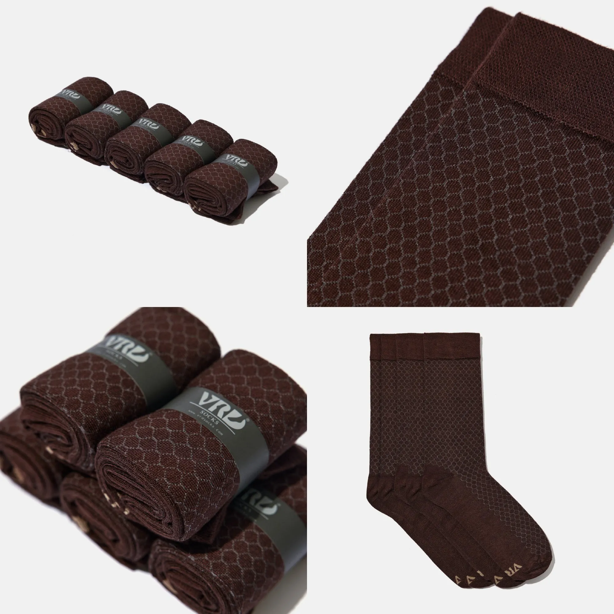 Men's Bamboo Dress Socks • Honeycomb Pack of 1/3/5 Pairs • Dark Brown