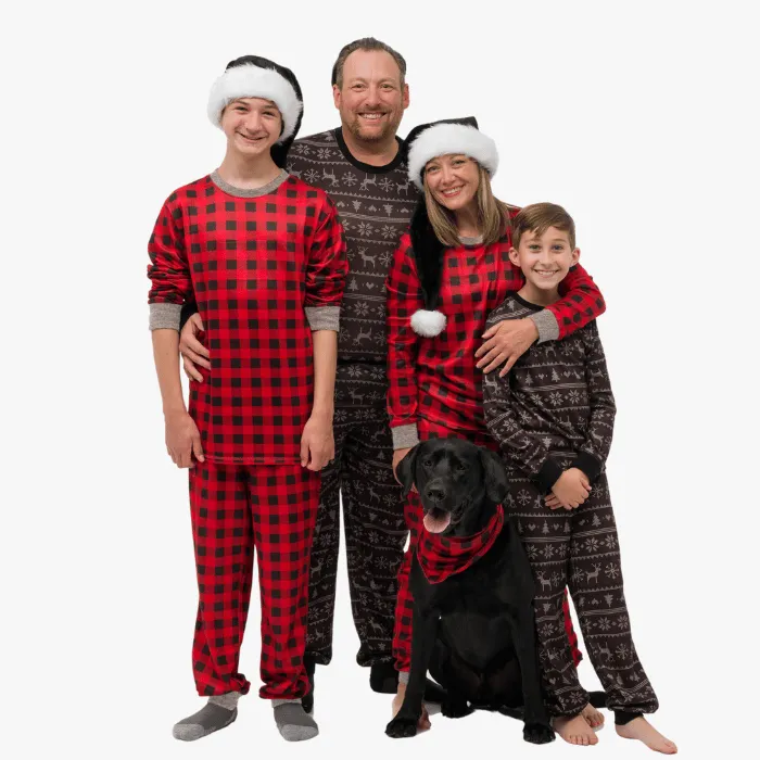 Men’s Jogger Pajama Set - Black Fair Isle