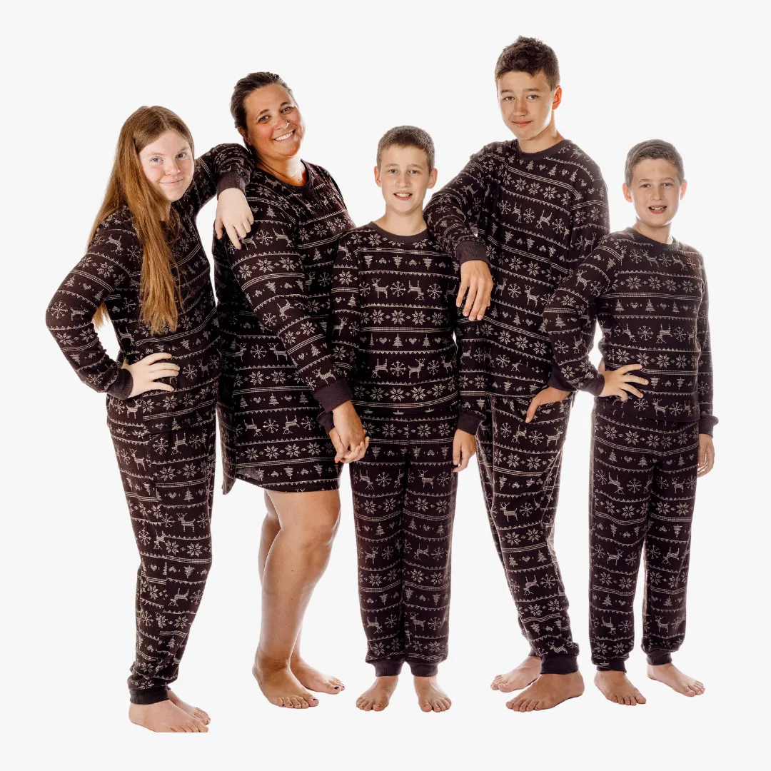 Men’s Jogger Pajama Set - Black Fair Isle