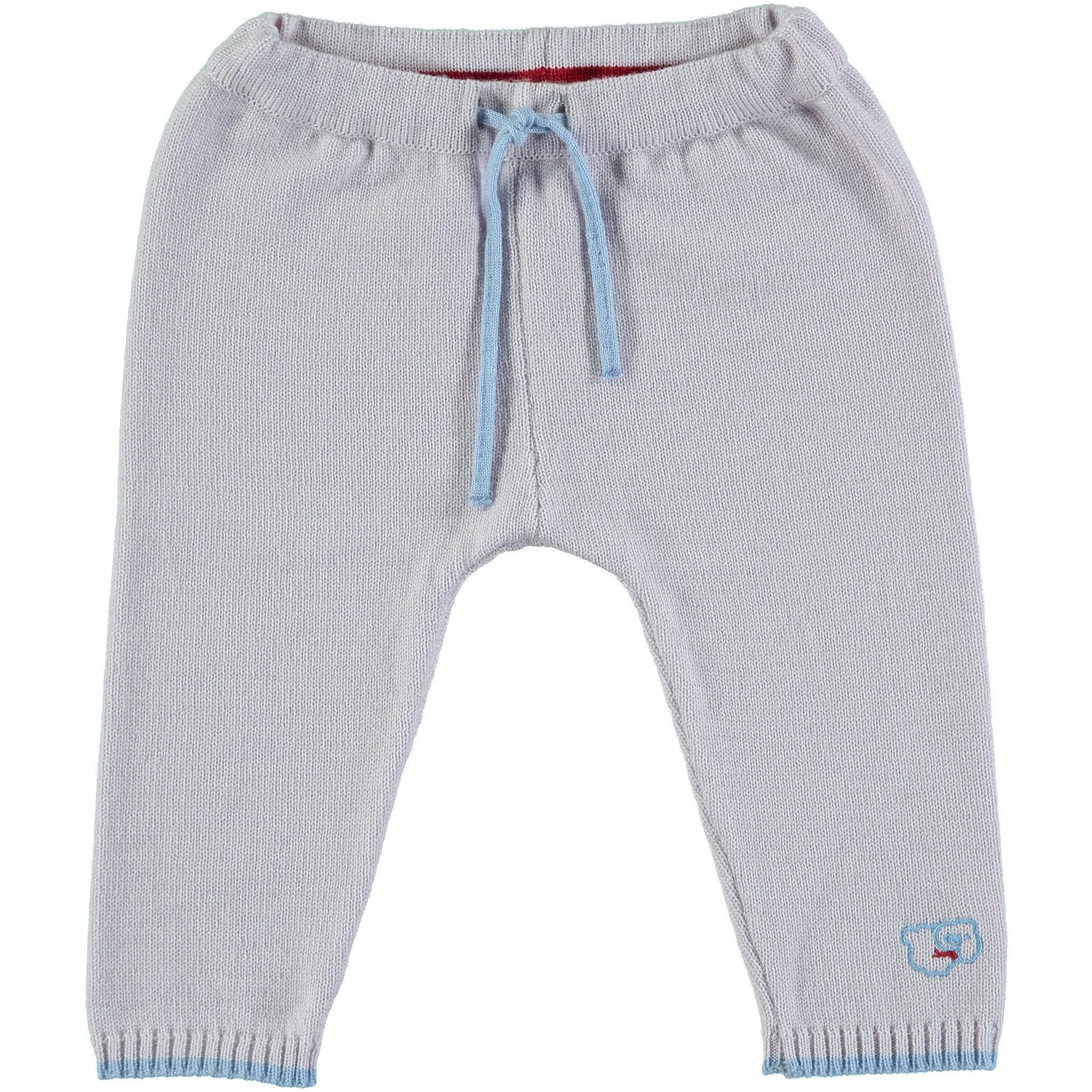 Merino Knitted Baby Leggings - Pearl Grey & Blue