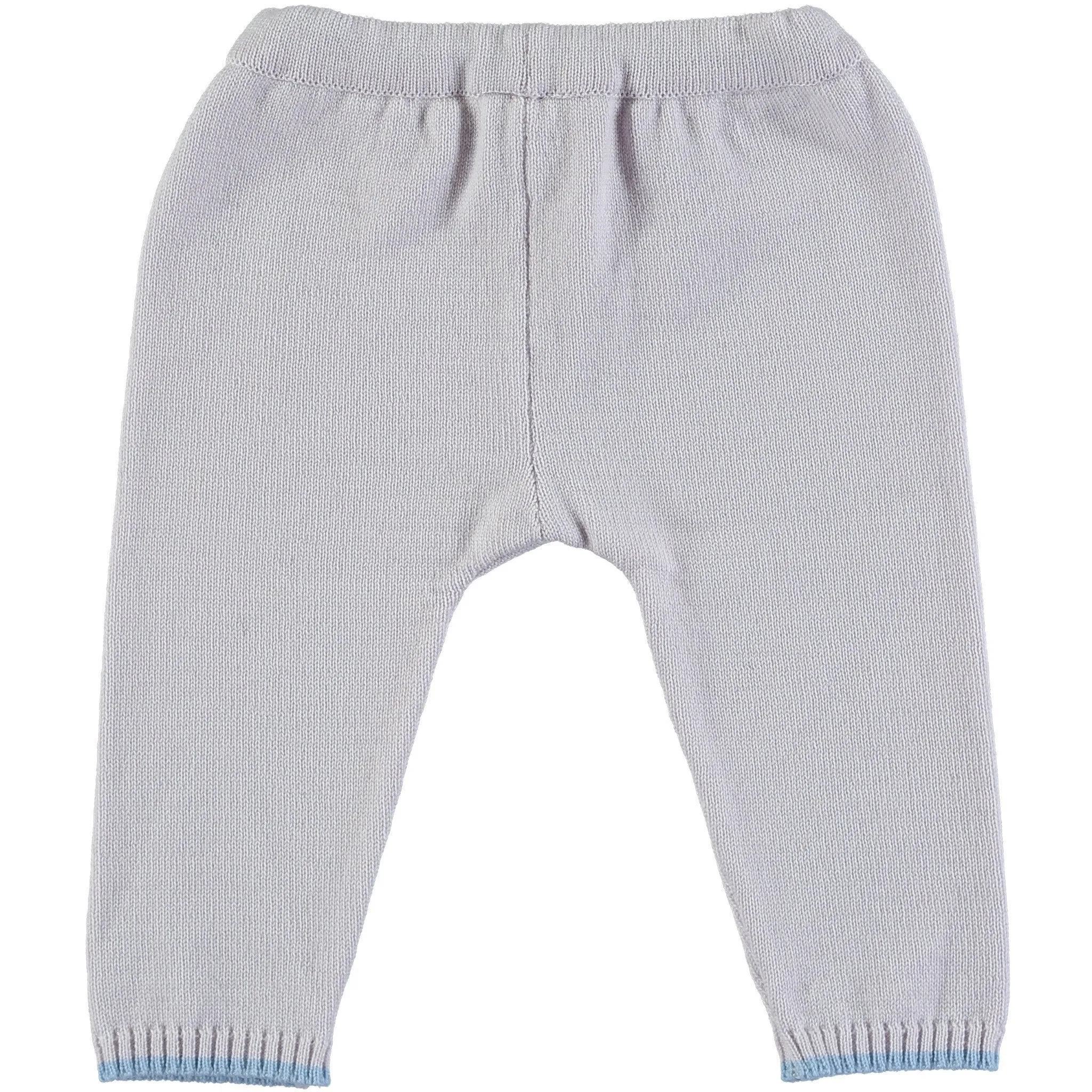 Merino Knitted Baby Leggings - Pearl Grey & Blue