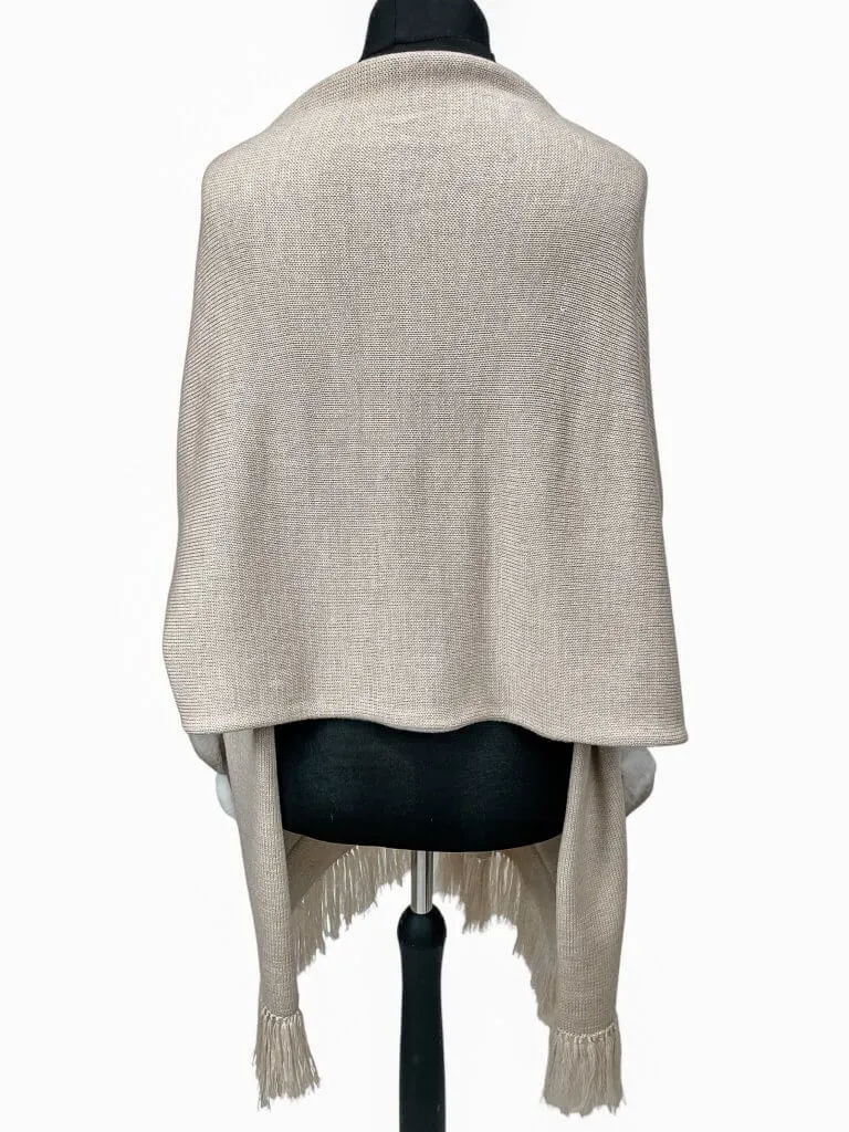 Merino Wool Shawl With Chinchilla Fur Pockets