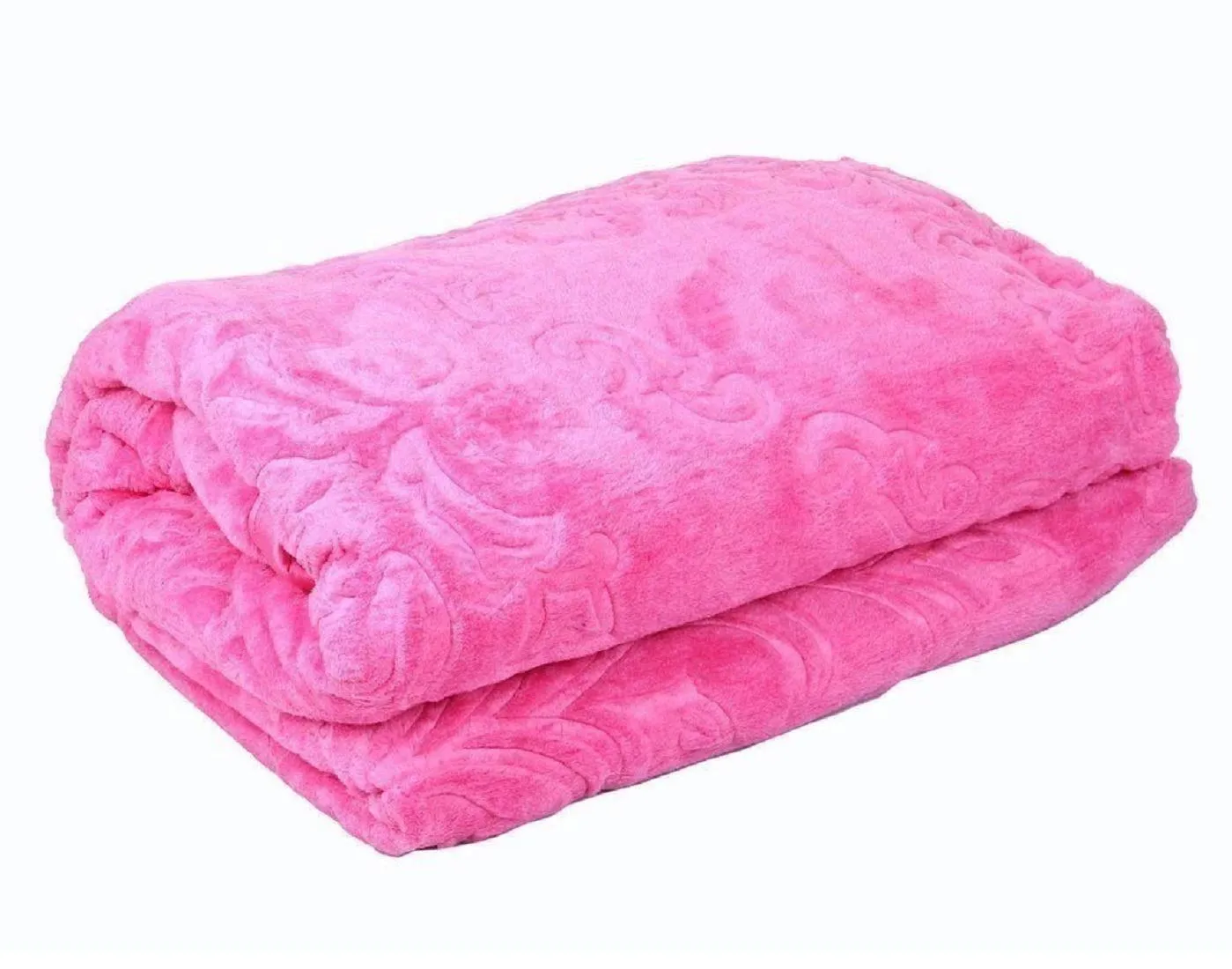 MITUL FASHION Floral Self Warm Soft Luxurious 500 TC Mink Double Bed Blanket for Winter (Baby Pink,90x90 Inch)