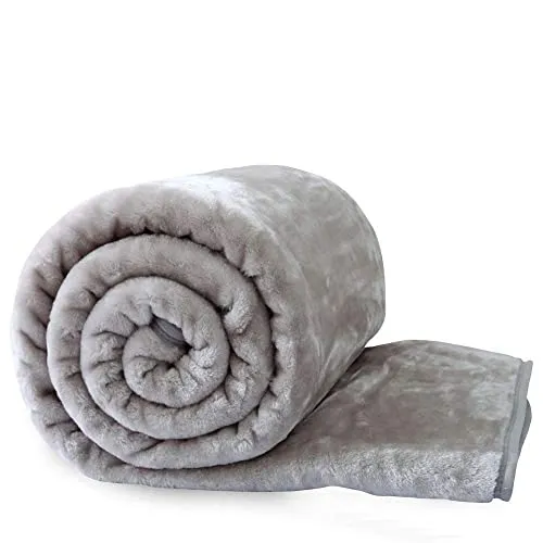 MITUL Fashion Floral Self Warm Soft Luxurious 500 TC Mink Double Bed Blanket for Winter (Gray,90x90 Inch)