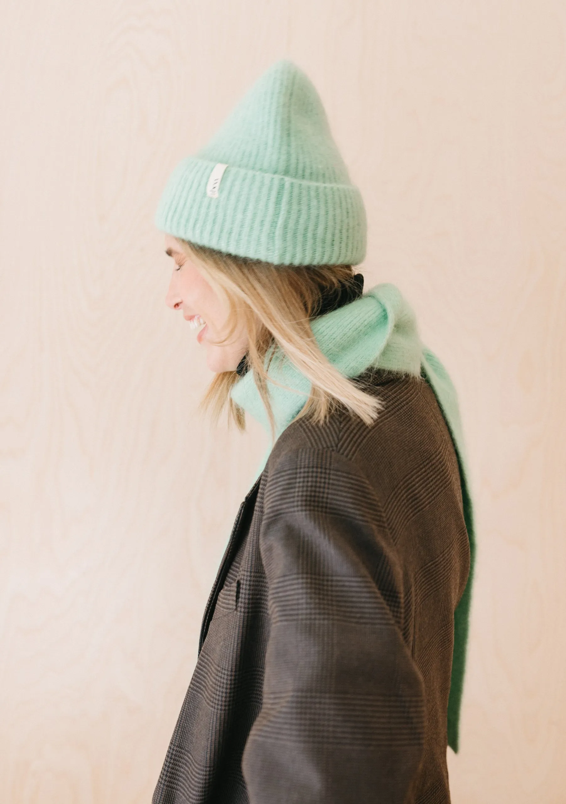 Mohair & Wool Beanie in Mint