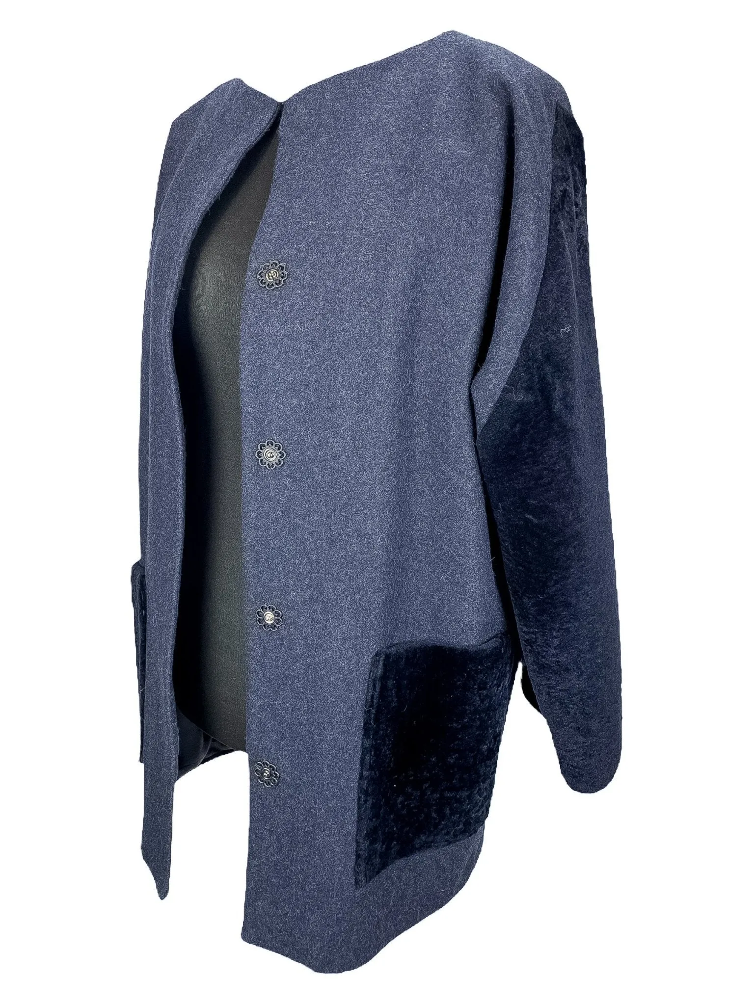 Navy Blue Shearling Coat