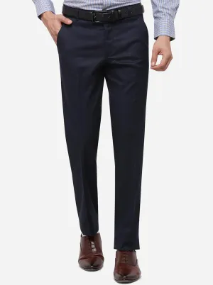 Navy Blue Super Slim Fit Solid Formal Trouser | Greenfibre