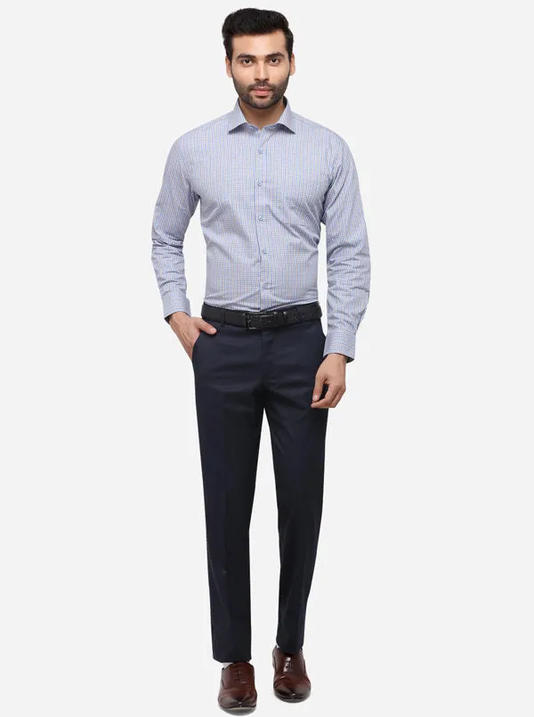 Navy Blue Super Slim Fit Solid Formal Trouser | Greenfibre