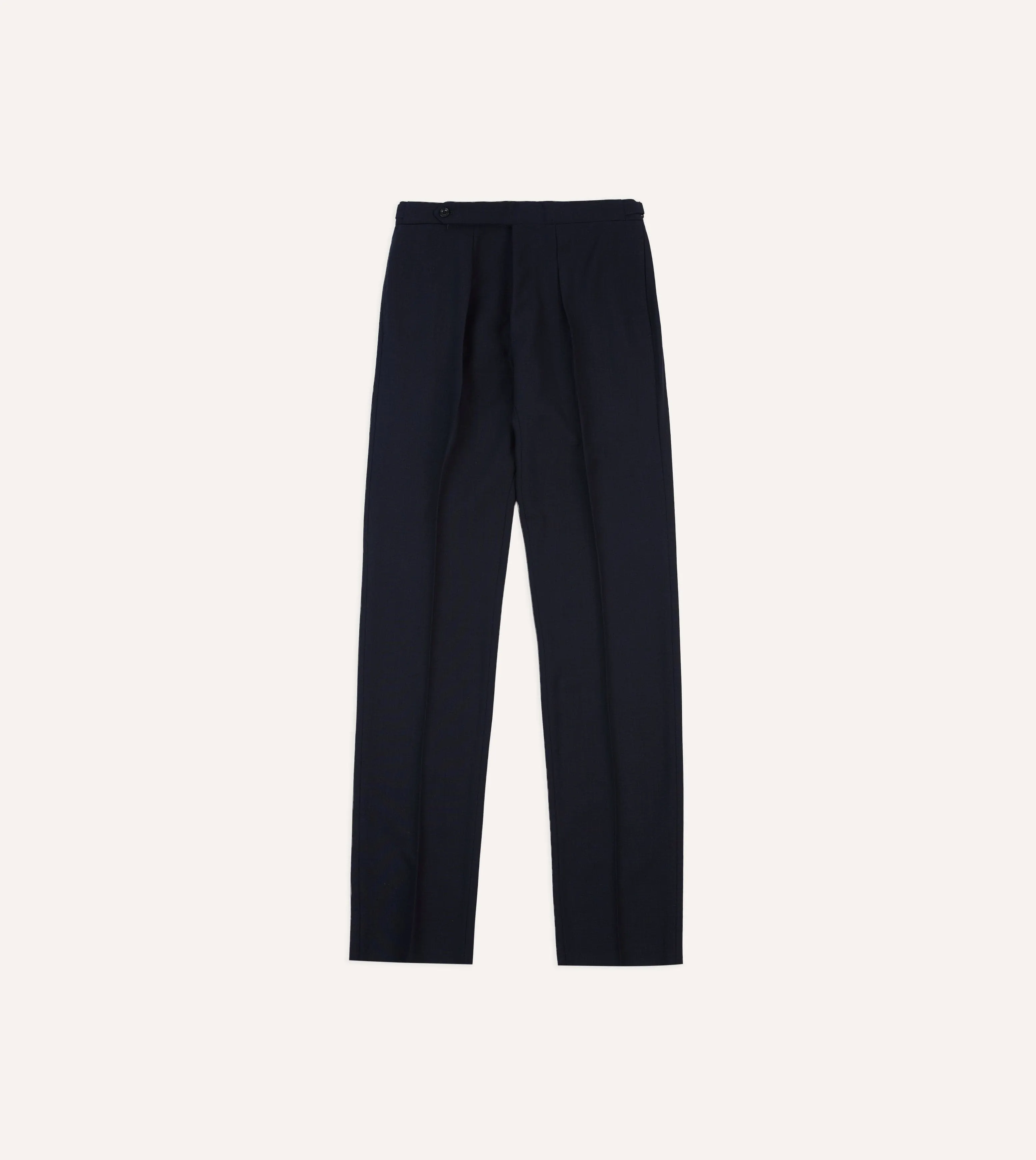 Navy Tropical Wool Single Pleat Trouser