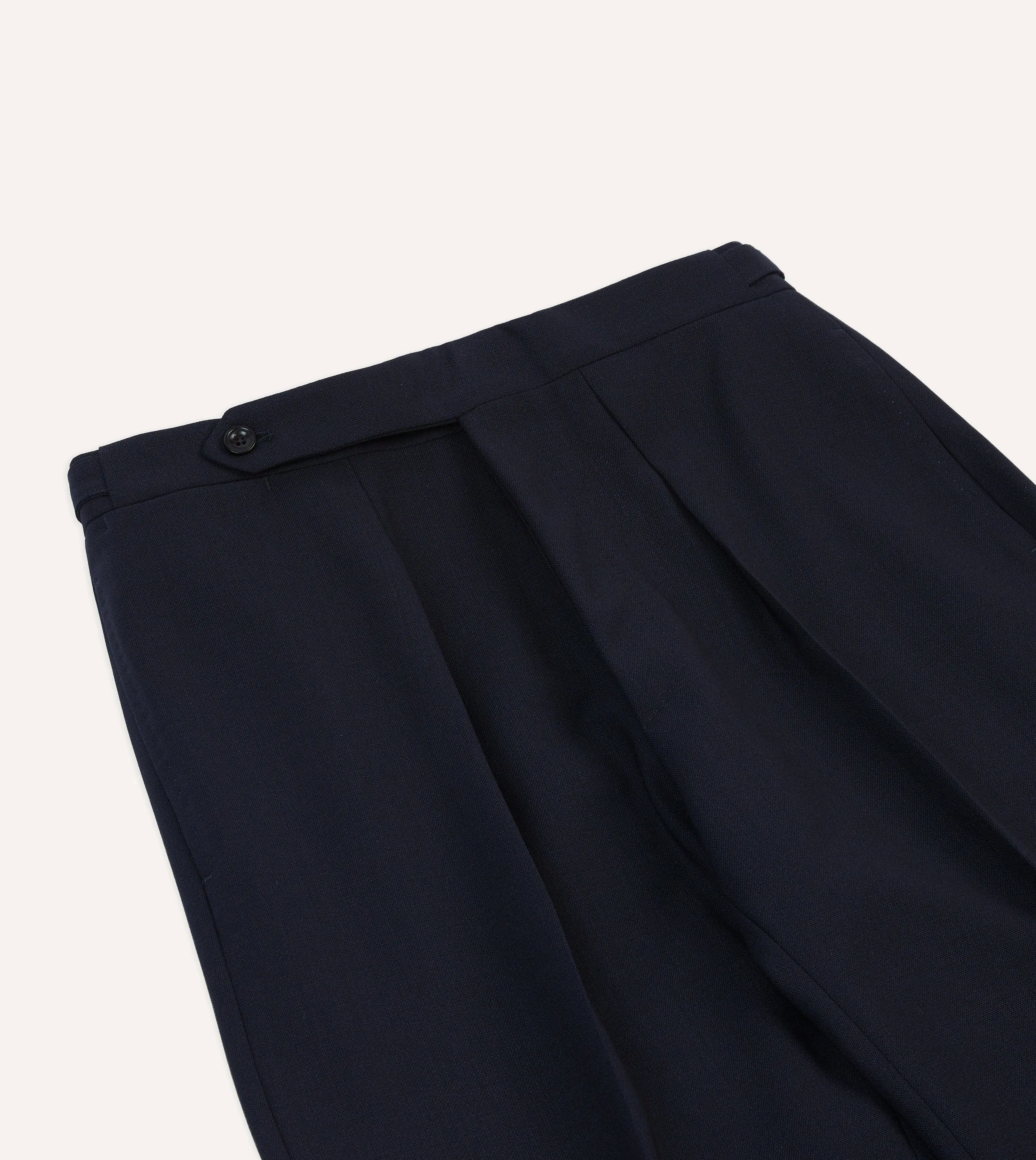 Navy Tropical Wool Single Pleat Trouser