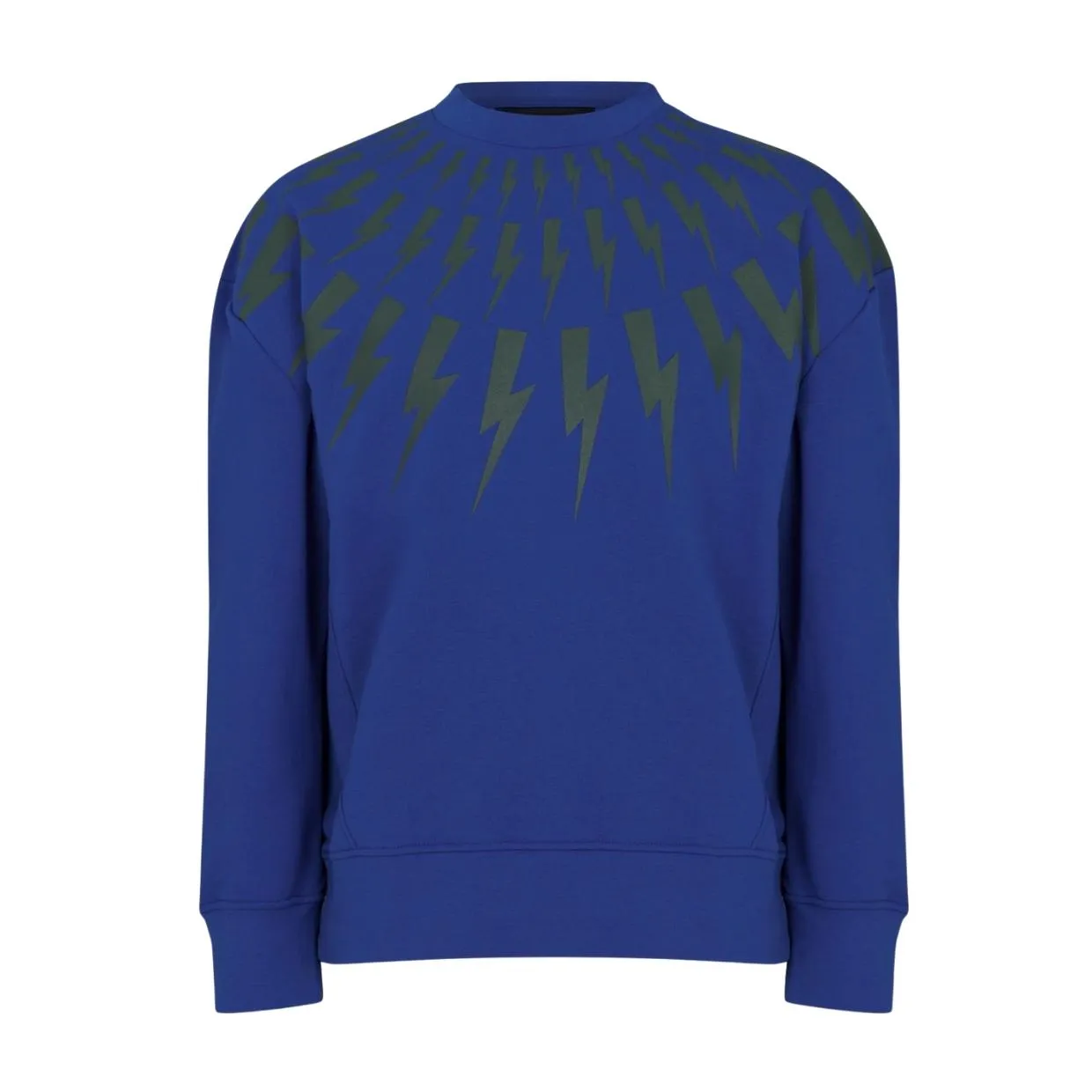 Neil Barrett Cobalt Blue Fair Isle Thunderbolt Sweatshirt