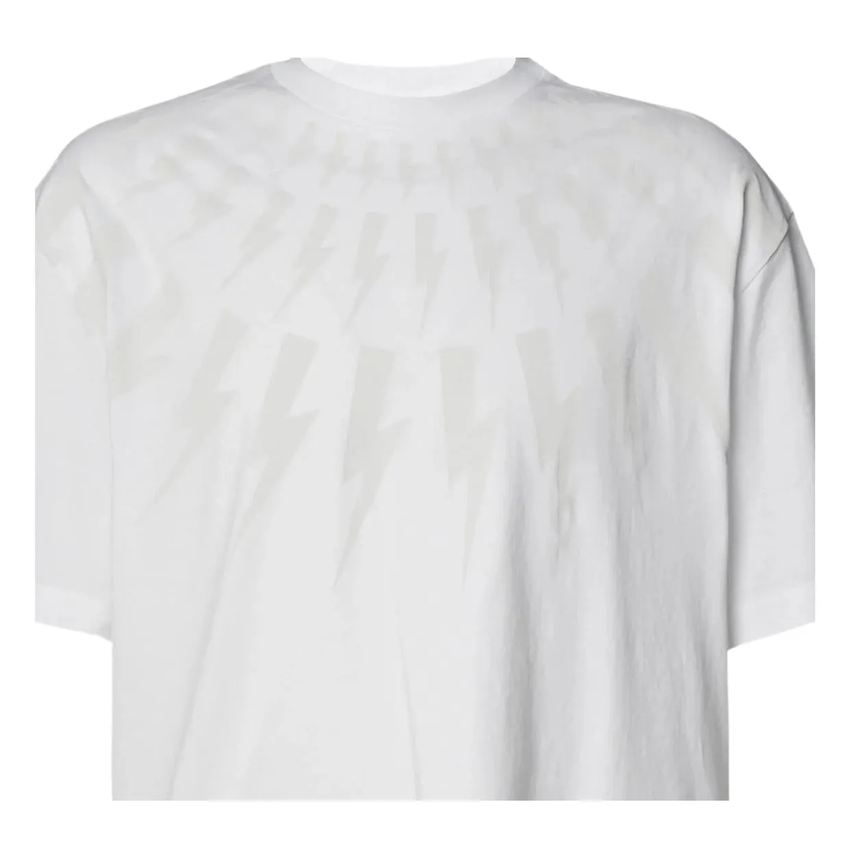 Neil Barrett Dropped Shoulder Fairisle Thunderbolt White T-Shirt