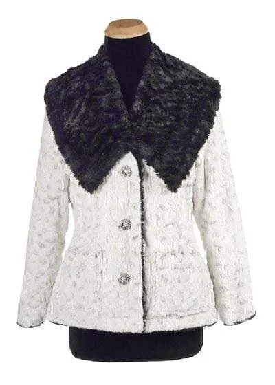 Norma Jean Coat, Reversible - Luxury Faux Fur in Winters Frost with Cuddly Fur in Black  - Sold Out!