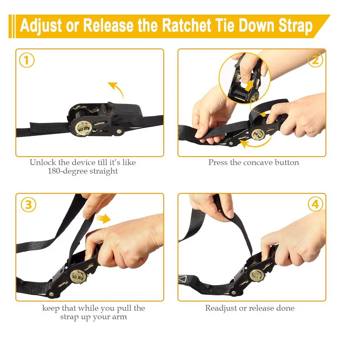 Partsam Ratchet Straps Heavy Duty Tie Down Set, 1823 Break Strength - (4) Heavy Duty 1inch x 15' Cargo Tiedowns with Padded Handles & Coated S Hooks for Moving, Securing Cargo in Carry Bag (Black)