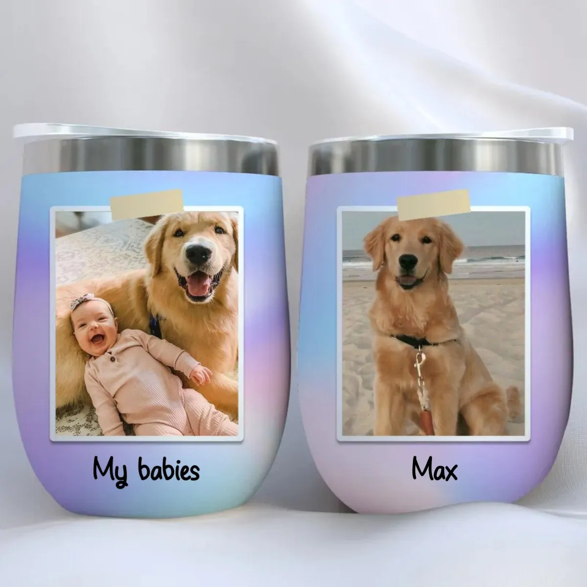 Pet Lovers - Custom Photo Wine Tumbler - Personalized Wine Tumbler