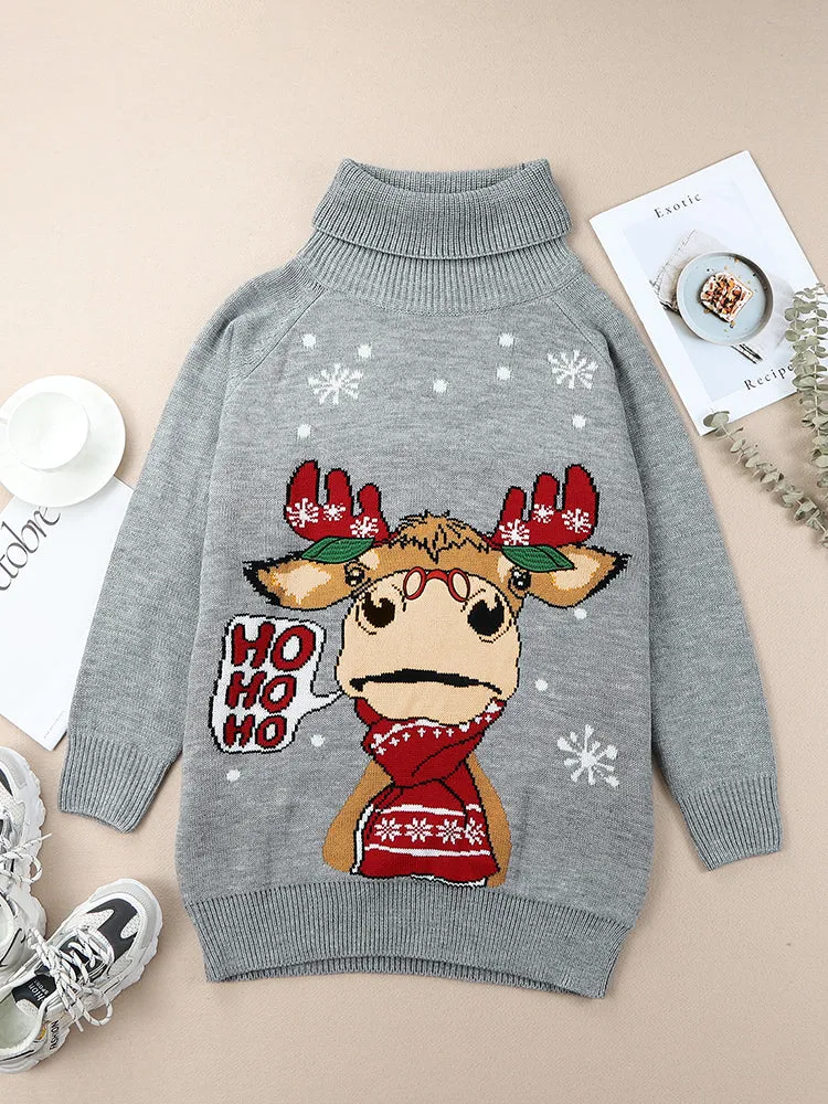 Pinkqueen Ugly Christmas Sweater Turtleneck Dresses For Women