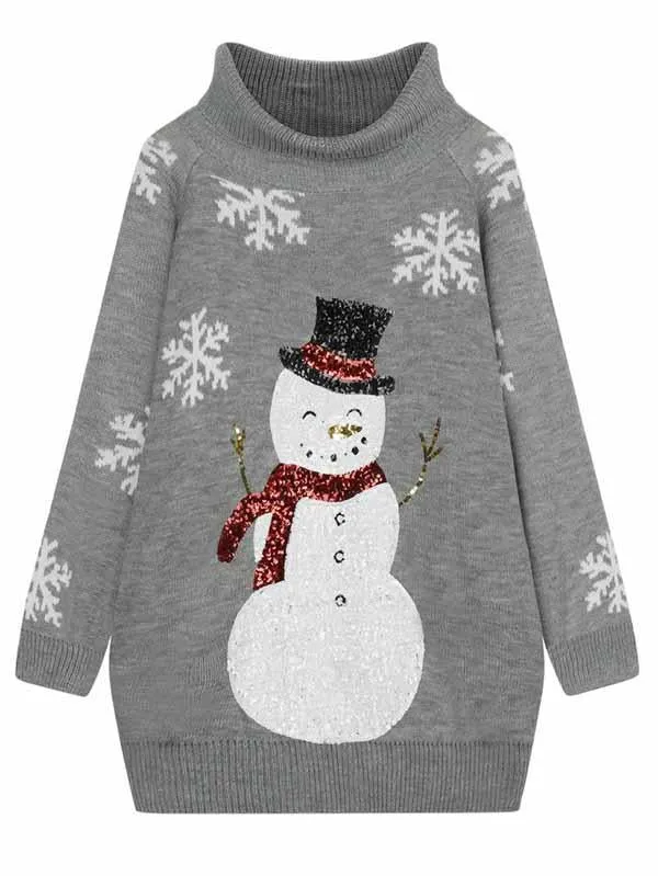 Pinkqueen Ugly Christmas Sweater Turtleneck Dresses For Women