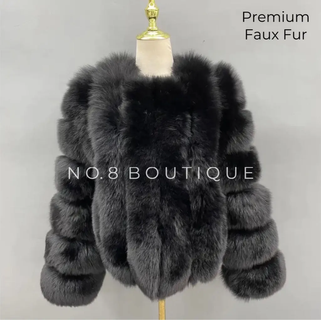 Premium Vienna Straight Row Faux Fur Jacket