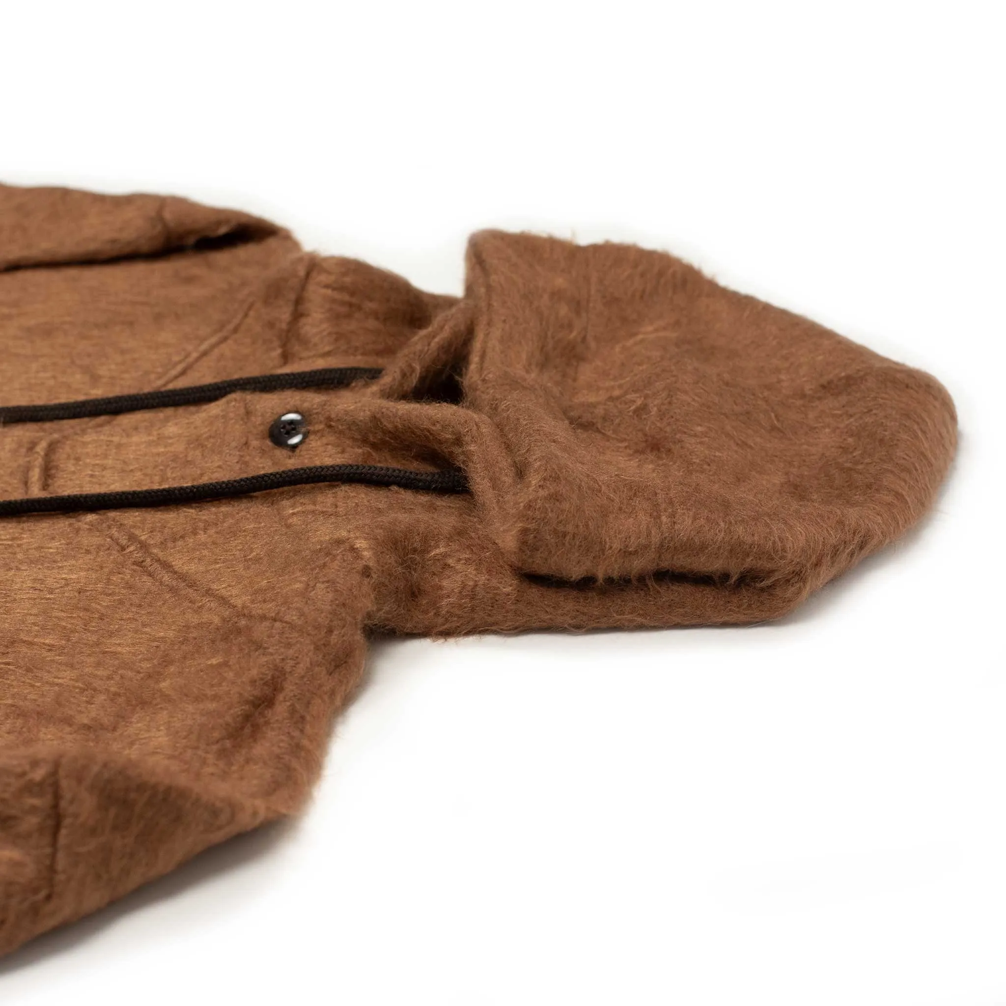 Shaggy hoodie in caramel brown