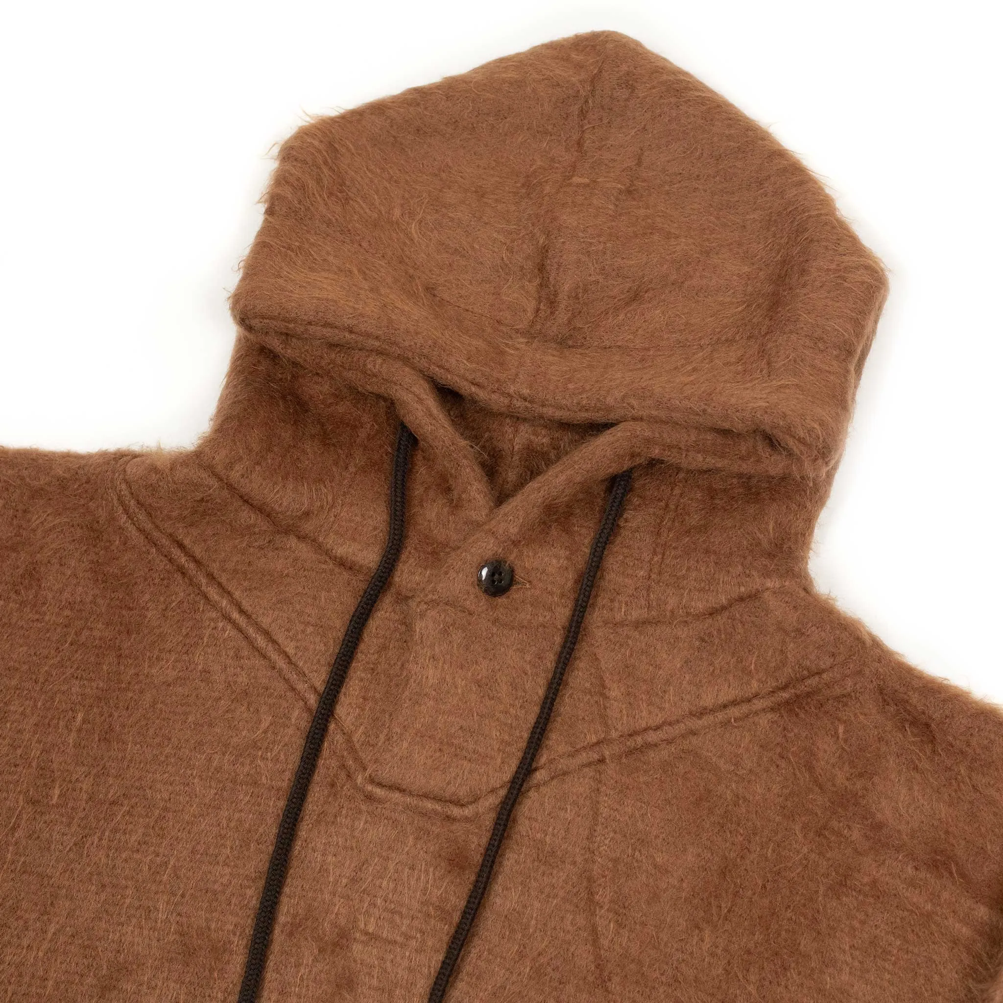 Shaggy hoodie in caramel brown