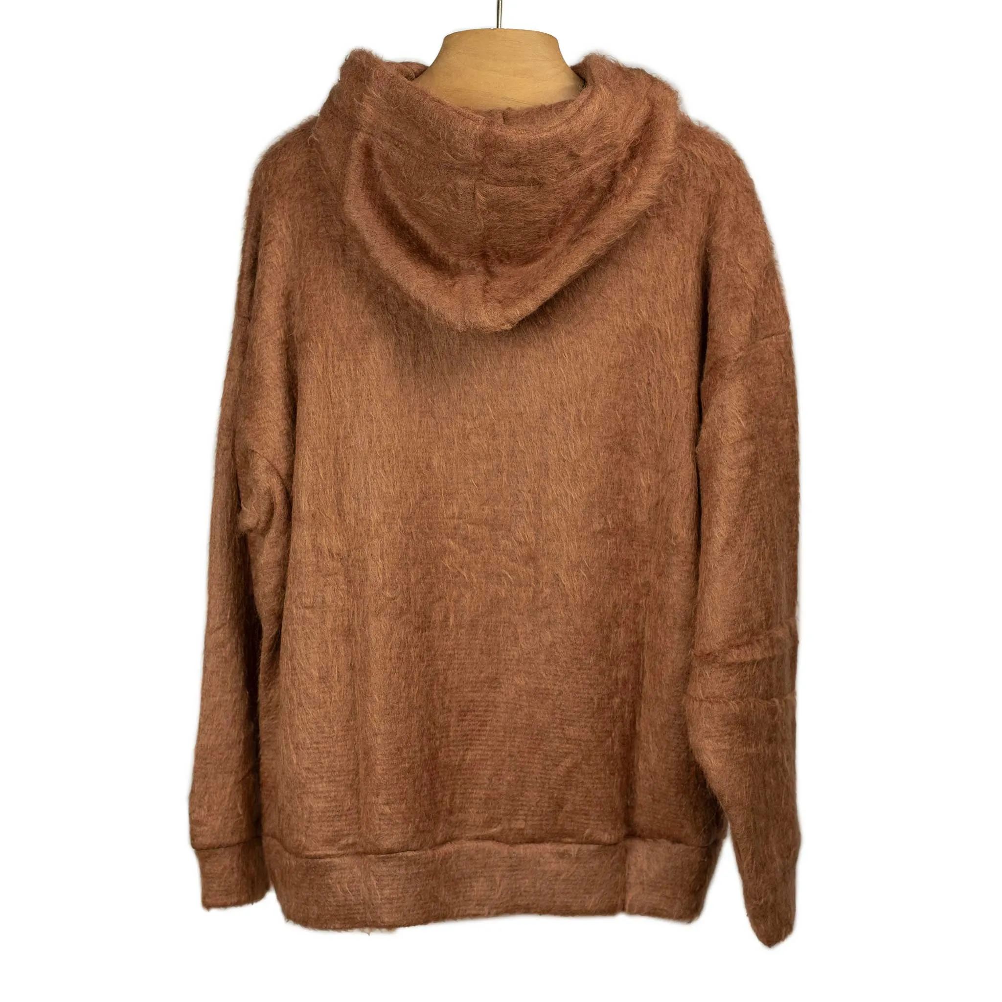 Shaggy hoodie in caramel brown