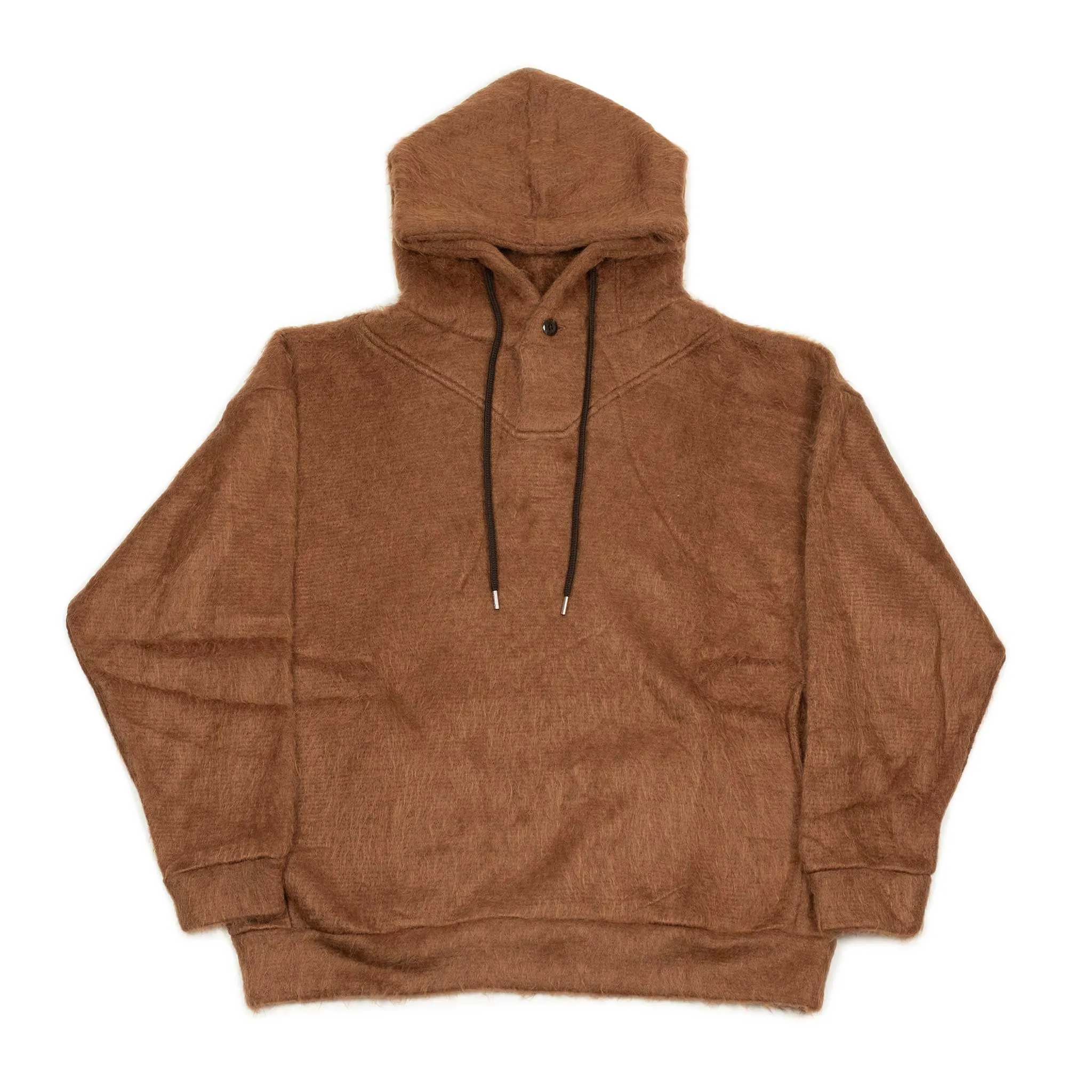 Shaggy hoodie in caramel brown