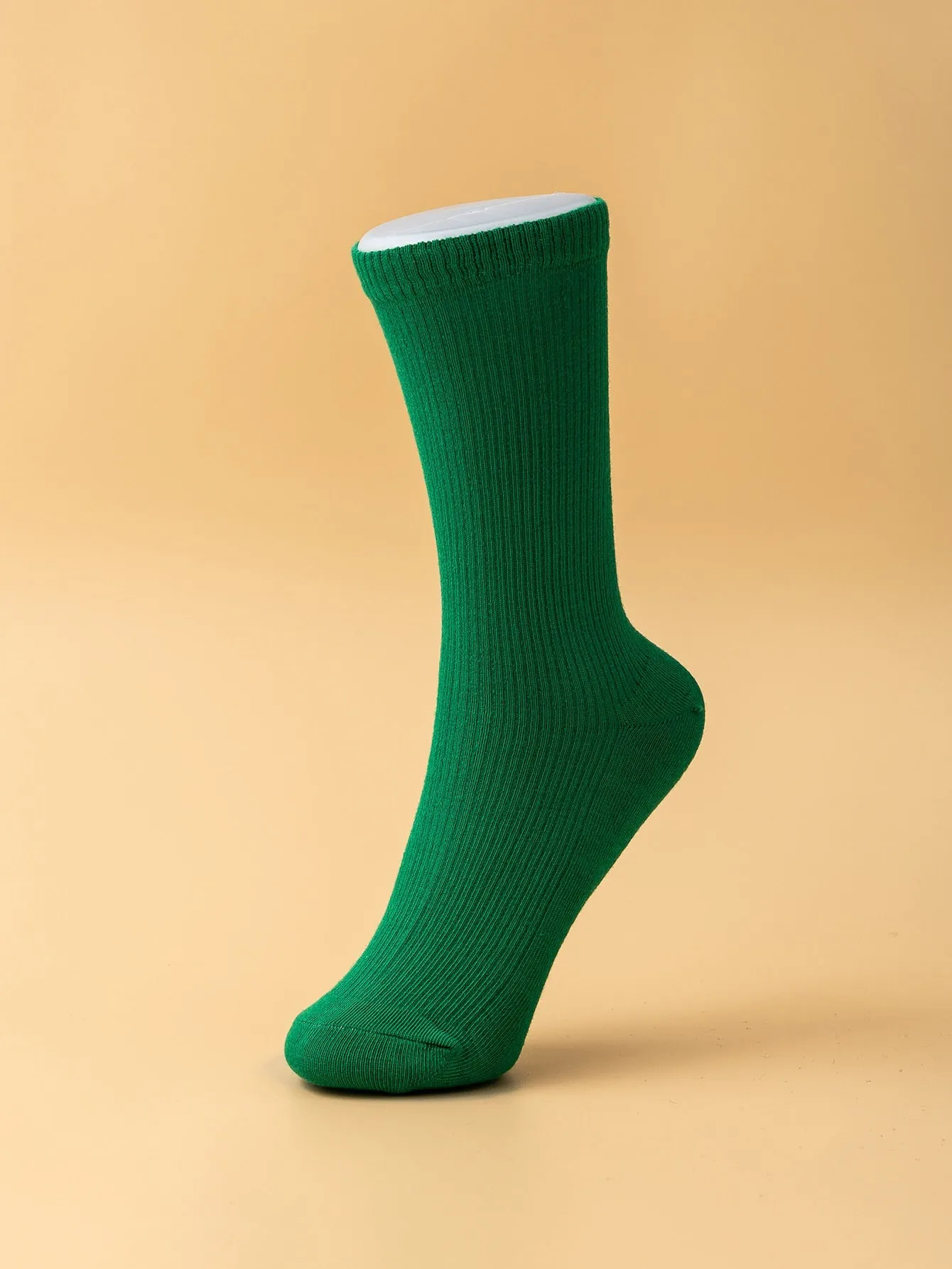 Solid Green Crew Socks for Women Plain Socks Cozy Socks Fashion Socks