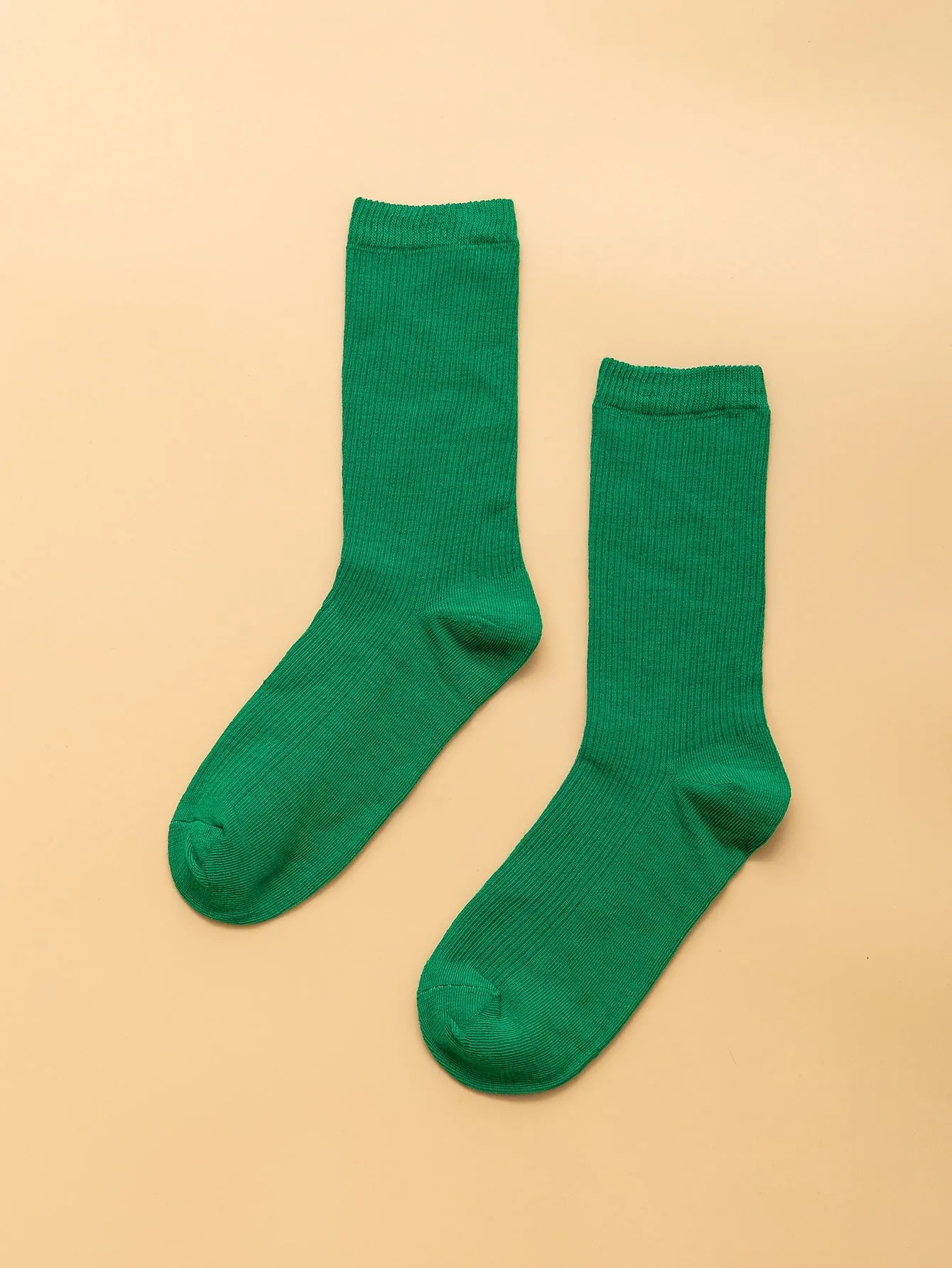 Solid Green Crew Socks for Women Plain Socks Cozy Socks Fashion Socks