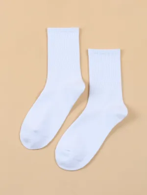 Solid White Crew Socks for Women Plain Socks Cozy Socks Fashion Socks