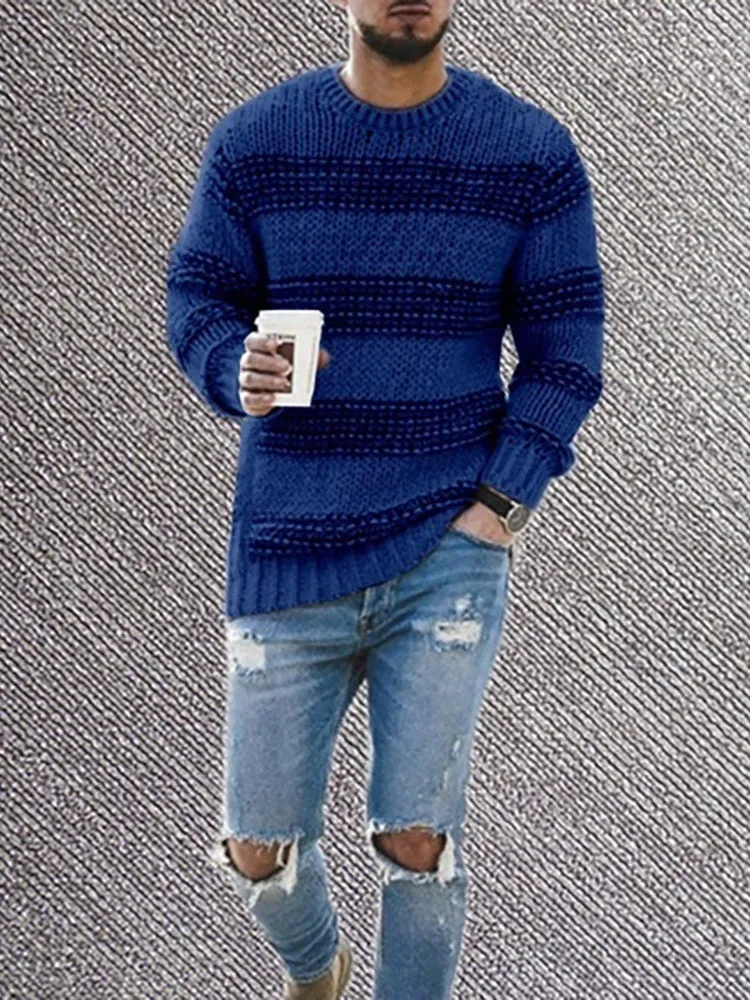 Striped Crew Neck Knitted Sweater